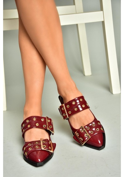 Fox Shoes U518600108 Bordo Rugan Alçak Topuklu Kadın Ayakkabı Bordo