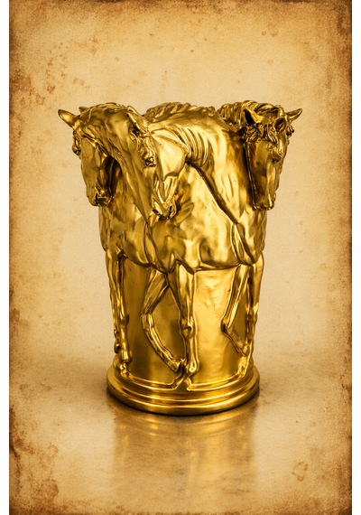 Gold Majestic Horse Vase Altın