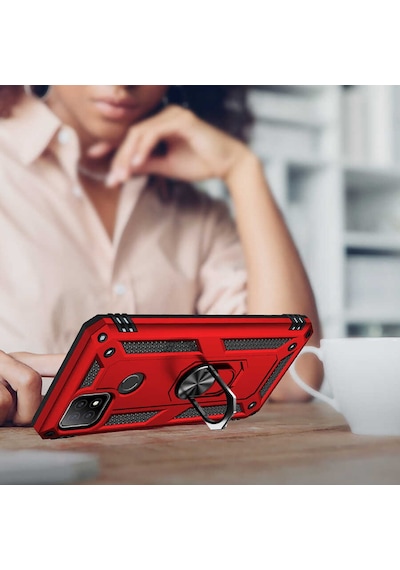 Oppo A15s Kılıf Zore Vega Kapak Kırmızı