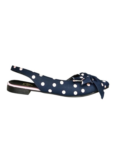 Fox Shoes H726809004 Lacivert Puantiye/pudra Kumaş Kadın Babet Lacivert Puantiye/pudra-kumaş