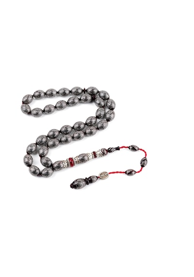 Kuka 925ayar Gümüş Çakım , Gümüş Çakım Nakkaş İmame Beyzi Kesim 9x12mm Tesbih