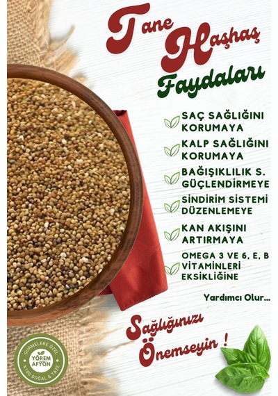 Afyon Yöresinde Geleneksel Hamur İşlerinin Sırrı Saf Tane Sarı Haşhaş Papaver Somniferum 250gr.
