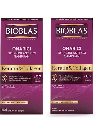 Bibolas Keratin Collagen Onarıcı Dolgunlaştırıcı Şampuan 360 Ml 2 Adet