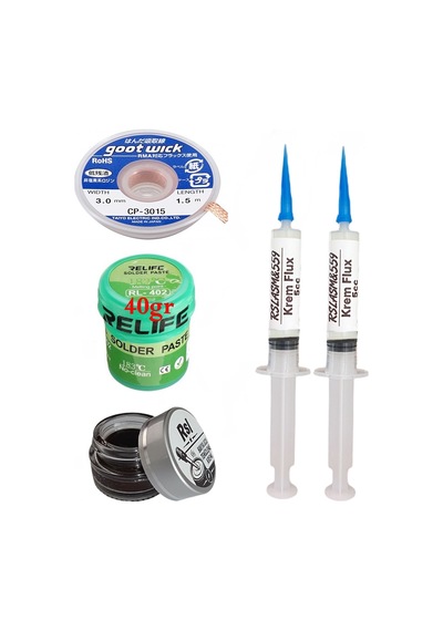 Relıfe Rl-402 Krem Lehim 183 C Sn63/pb67 40gr Havya Uç Temizleyici Flux Lehim Toplama Cp-3015 Emme Teli Seti01