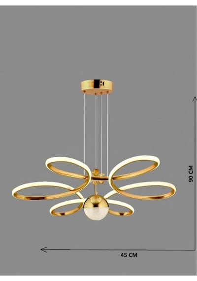 Papatya Model Gold Kaplama 3 Renk Metal Salon Mutfak Oturma Yatak Odası Modern Led Sarkıt Avize Gold Kaplama