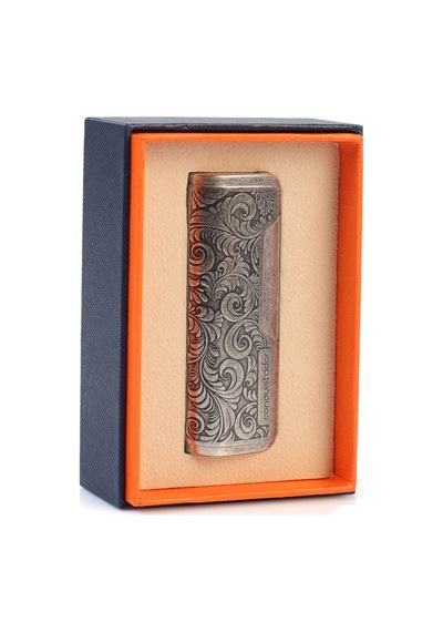 Conquistador Tek Torch Pürmüz Gümüş İşlemeli Metal Puro Çakmağı Cnq-027