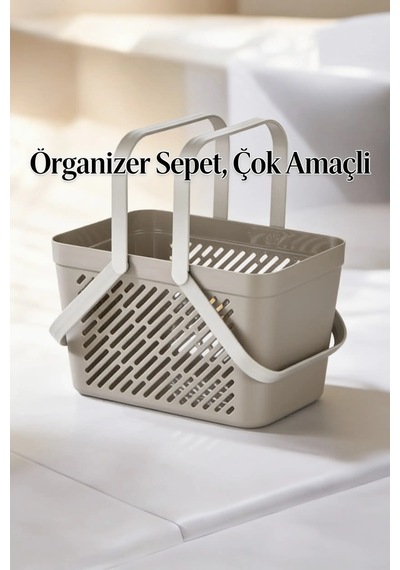 5'li Gri Kulplu Sepet Çok Amaçlı Mutfak Banyo Düzenleyici Organizer Seti Çok Renkli