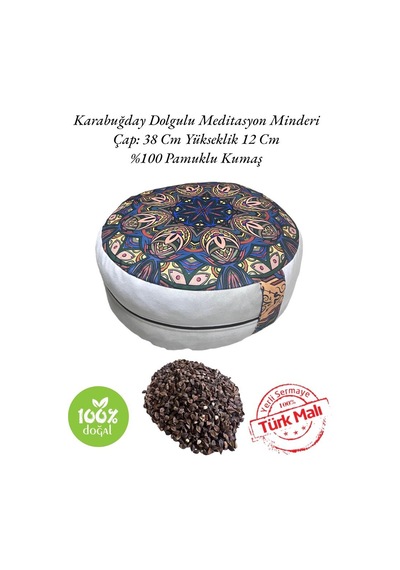 Zafu Karabuğday Dolgulu Meditasyon Minderi Om 2024-5