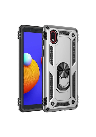 Galaxy A01 Core Kılıf Zore Vega Yüzüklü Standlı Zırh Kılıf