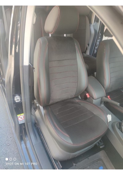 Volkswogen Caddy 2012 2014 Arası Uyumlu Siyah Taytüyü Siyah Deri Karışımı Kırmızı Ip