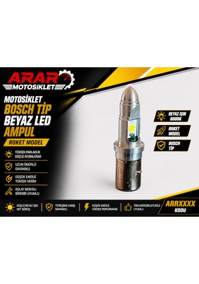 Motosiklet Bosch Tip Beyaz Led Ampul Roket Model-arr1526 1 Adet