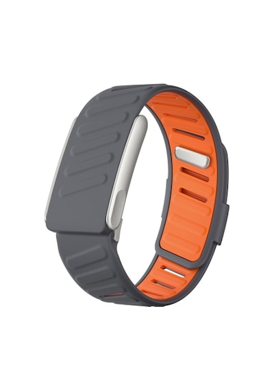 Whoop 5.0 Uyumlu Krd-161 Metal Tokalı Silikon Kordon - Gri-turuncu