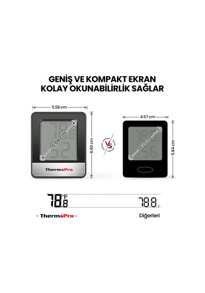 ThermoPro TP49B Mini Iç Mekan Dijital Sıcaklık ve Nem Ölçer Termometre