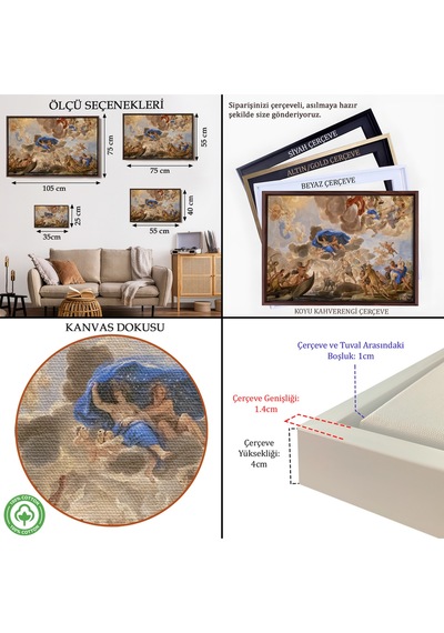Ahşap Çerçeveli Floransa, İtalya Palazzo Medici'nin Tavan Panoramik Görünüm Tablosu-7239