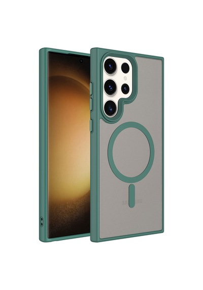 Ardemix Galaxy Uyumlu S23 Ultra Uyumlu Mat Arka Yüzey Wireless Şarj Özellikli Flet Magsafe Yeşil