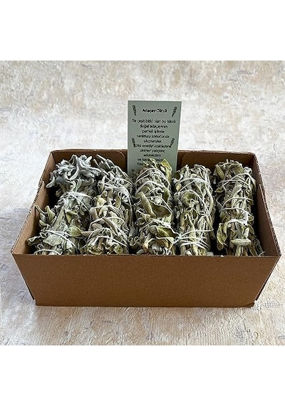 Organik Adaçayı Tütsü 5 Adet Natural White Sage Incense, Aura Cleansing White Sage, Enerji Ve Arınma Seti