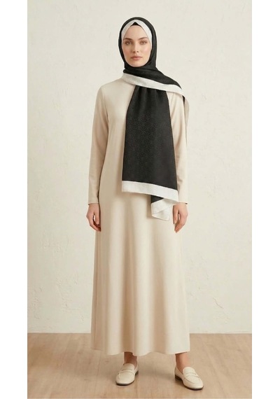 Moda Nuda Jakar Şal Ap Monogram Desen - Siyah