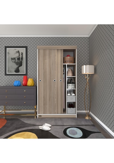 Kenzlife Gardırop Sürgülü Kapaklı Kapılı 100 Papatya Crd Gardolap Dolap