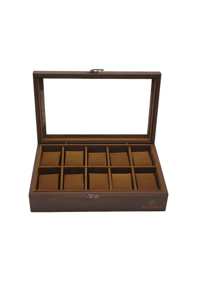 Woodini Premium Taba 10'lu Ahşap Saat Kutusu - Yeni Nesil Yastıklı