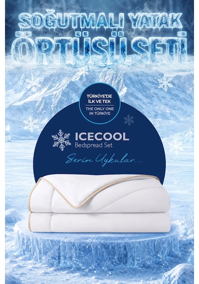 Soğutmalı Yatak Örtüsü Seti Tek Kişilik Soğuk Icecool 2 Parça Çift Taraflı Krem Kırık Beyaz