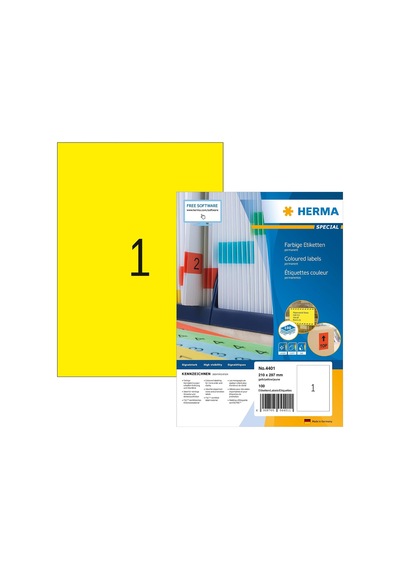 4401 Renkli Etiket Dın A4 210 X 297 Mm, 100 Yaprak, Kağıt, Mat Kendinden Yapışkanlı, Basılabilir, Kalıcı Yapışkan Renk Etiketi, 100 Yapışkan Etiket, Sarı Diğer 4401 Renkli Etiket Dın A4 210 X 297 Mm, 100 Yaprak, Kağıt, Mat Kendinden Yapışkanlı, Basılabilir, Kalıcı Yapışkan Renk Etiketi, 100 Yapışkan Etiket, Sarı Diğer