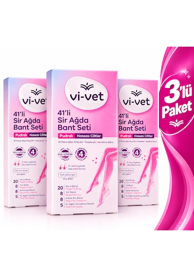 Vi-vet Hassas Cilt Pudralı 41'li Pudralı Sir Ağda Bant Seti X 3 Adet