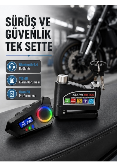 Bluetooth 5.4 İntercom Ve Alarmlı Disk Kilidi Seti Güçlü Ses Ve Güvenlik Najmaddin