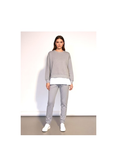 The Kadın Basic Bisiklet Yaka Etek Ucu Detaylı Sweatshirt Ve Pantolon Eşofman Takımı- Siyah/melanj/gri Gri Melanj The Kadın Basic Bisiklet Yaka Etek Ucu Detaylı Sweatshirt Ve Pantolon Eşofman Takımı- Siyah/melanj/gri Gri Melanj