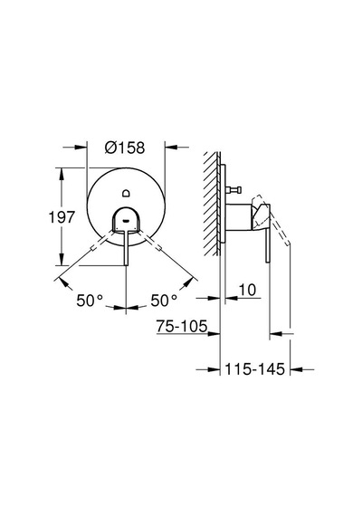 Grohe Plus 24060003 2 Çıkışlı Divertörlü Ankastre Banyo Duş Bataryası Krom Gri