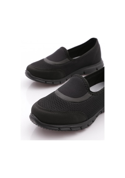 King Paolo B5044 Kadın Krakers Keten Comfort Babet Siyah