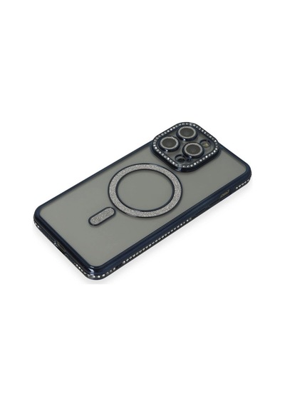 Apple iPhone Uyumlu iPhone 15 Pro Max Kılıf Joke Simli Magneticsafe Kılıf - Lacivert Renkli