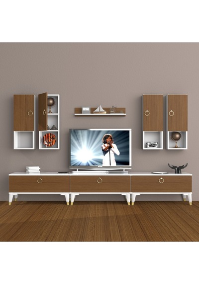 Decoraktiv Eko 8da Mdf Gold Tv Ünitesi Tv Sehpası Beyaz - Ceviz