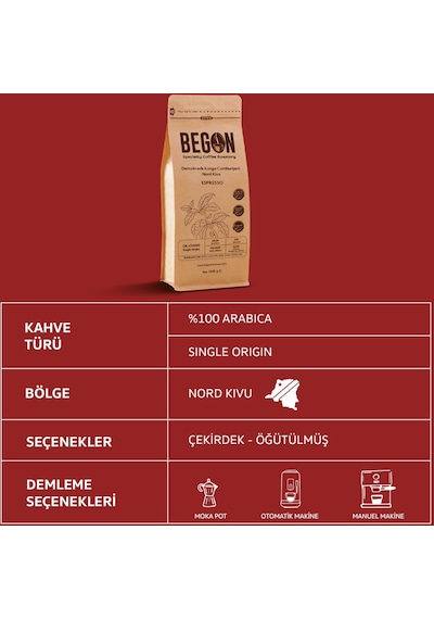 Begon Kahve Nord Kivu Premium Espresso Çekirdek Kahve 10 KG