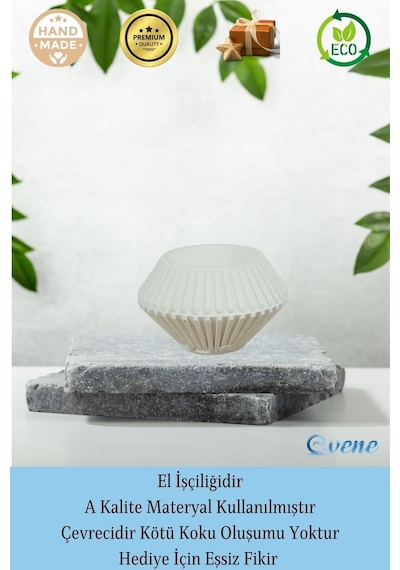 Mumluk Şamdan 3 Adet Tealight Uyumlu Çizgili Model - Beyaz