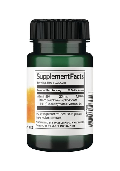 Swanson Nutrition B6 Vitamini 20 Mg 60 Kapsül Aktif Form Vitamin Takviyesi Gıda Takviye