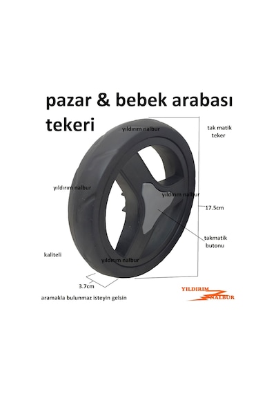 Pazar Arabası Teker Siyah Beyaz Bebek Arabası Tekerleği Plastik T