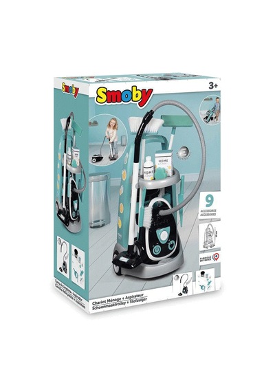 7600330316 Smoby Temizlik Arabası Ve Elektrikli Süpürgesi Oyun Seti