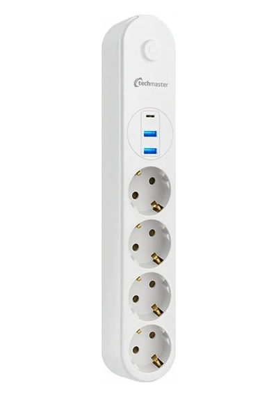 2 Usb+type-c Akım Çocuk Korumalı 4lü Priz 2mt Beyaz