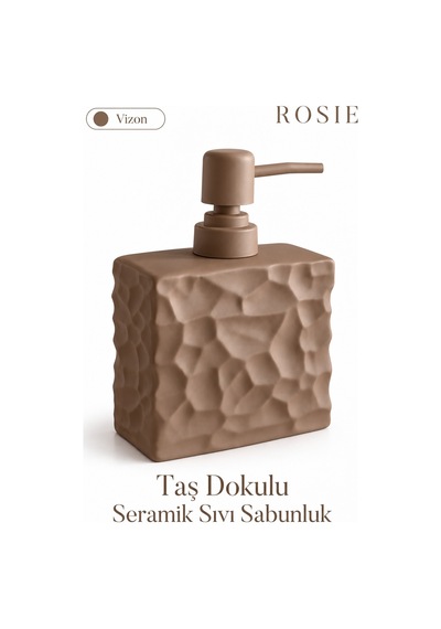 Rosıe Vizon Taş Dokulu Dikdörtgen Seramik Sıvı Sabunluk 450 Ml Karışık
