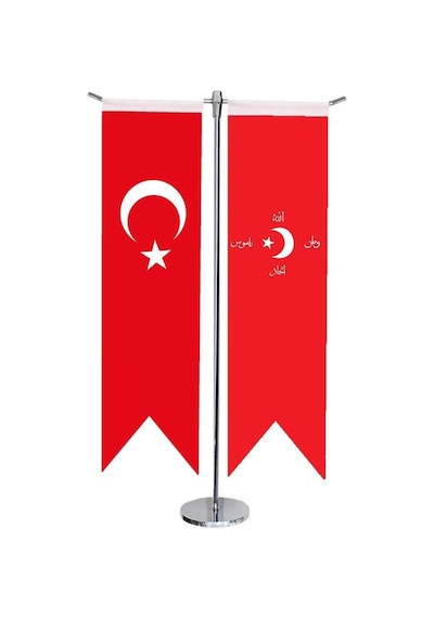 Masa Üstü Kırlangıç İttihat ve Terakki + Türk Bayrağı + Krom T Di