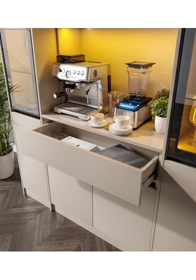 Viona Maxi Kum Beji Komple Mdf Led Aydınlatmalı Kahve Köşesi Bej