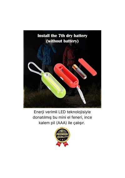 Premium Taşınabilir Kamp Okul Güçlü Işık Aydınlatma 3 Modlu Pilli Sarı Mini Led Anahtarlık El Feneri Beyaz