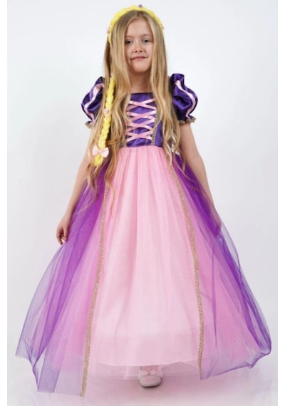 Cantoy Rapunzel Prenses Kız Çocuk Elbise Mor