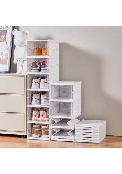 6 Katlı Kapaklı Katlanabilir Plastik Şeffaf Ayakkabı Dolabı, 105cm Yükseklik, Beyaz, Modüler Saklama Organizeri Çok Renkli 6 Katlı Kapaklı Katlanabilir Plastik Şeffaf Ayakkabı Dolabı, 105cm Yükseklik, Beyaz, Modüler Saklama Organizeri Çok Renkli