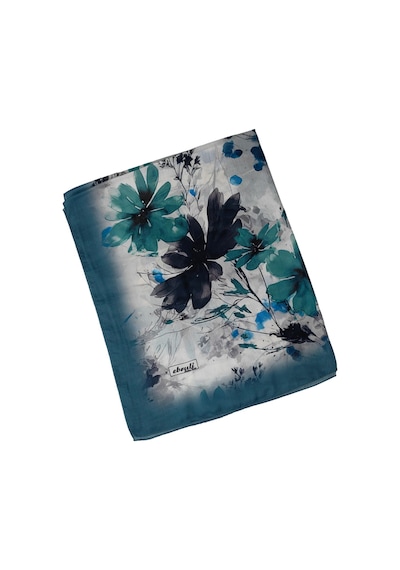 Mim Eşarp Ebruli Cotton Vual Çiçek Desenli Şal 75x190 Cm Su Yeşili