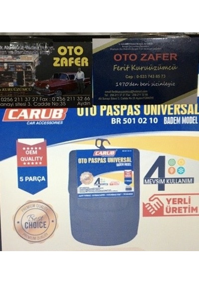 Carub Paspas Badem Model Üniversal 5 Parça Siyah