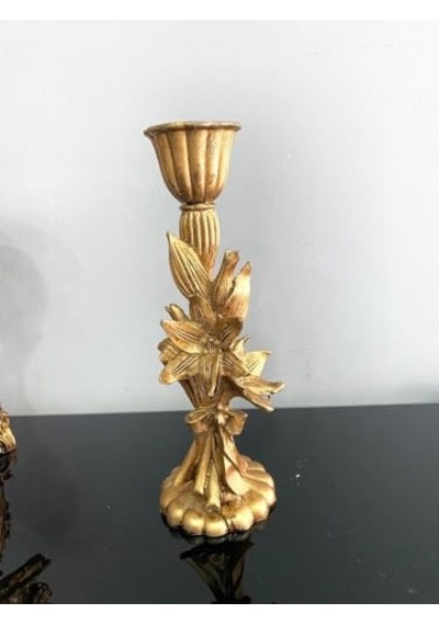 Şamdan Mumluk Çiçek Şamdan Polyester Gold Genel
