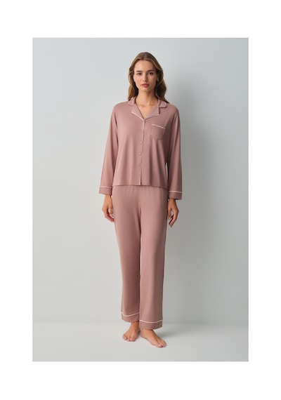 Suwen Misty Gömlek Yaka Pijama Takımı Wsh105100591268 Cappuccino