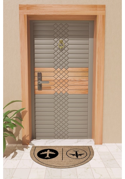 Rugmood Modern Dijital Paspas Kahverengi Uçak Paspas - Kapı Önü Paspası