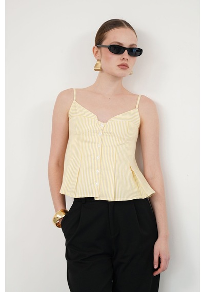Verymoda Çizgili Askılı Bluz D2791 Sari